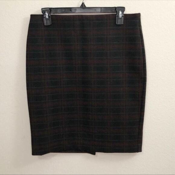 Attyre Petite Size 8 Plaid Skirt w Slit Bodycon Pencil Midi Mini Academia Formal - Picture 1 of 4